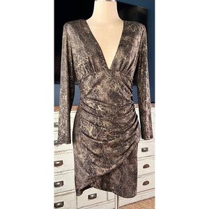 Alice + Olivia Diaz Plunge Neck Longsleeve Mini Dress 14